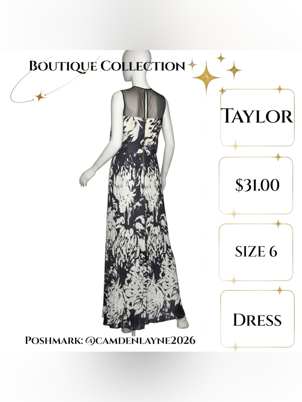 Sleeveless Navy and White Floral Maxi Dress - Picture 6 of 8